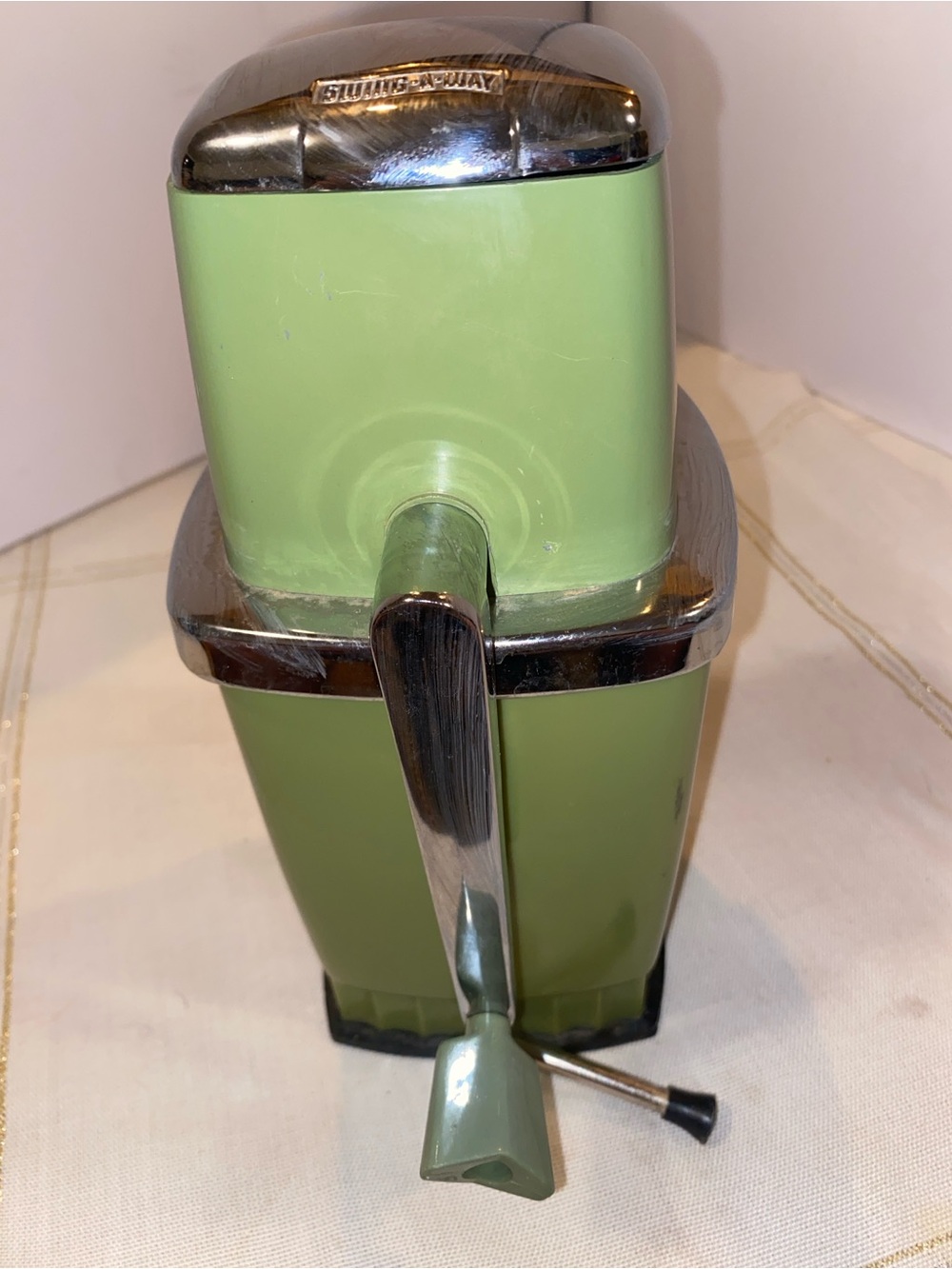 Vintage Sears Swing-A-Way Ice Grinder: Avocado Green 1960s